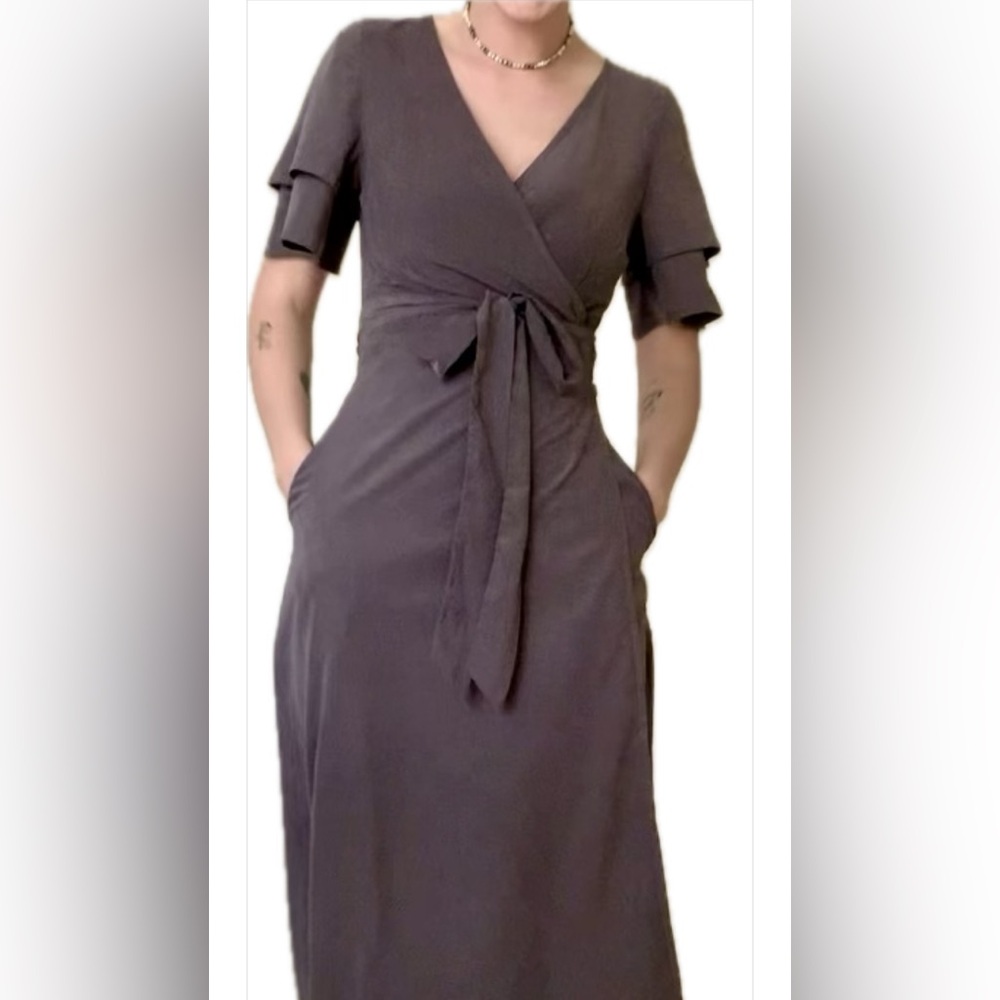 Listicle Purple Ruffled Tie Front Maxi Dress